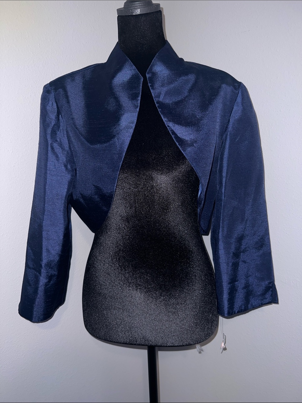 Jessica Howard Navy Satin Cropped Bolero